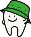 tooth wearing a green hat