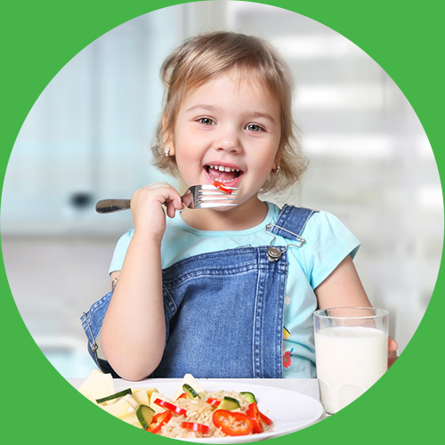 Girl eating salad